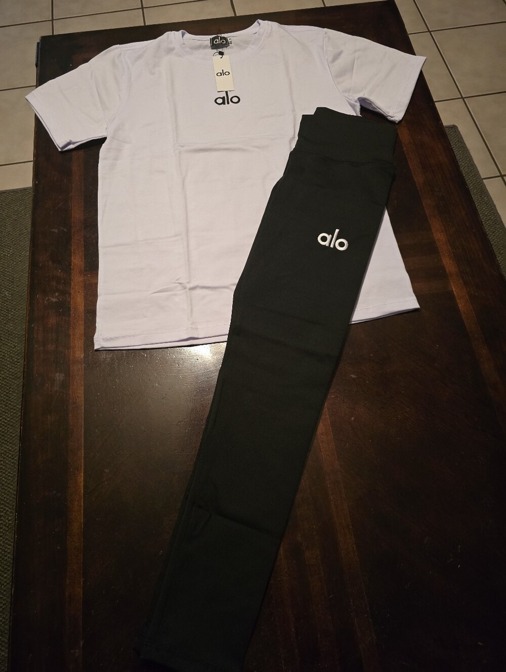 ALO Yoga Black Leggings with White Logo